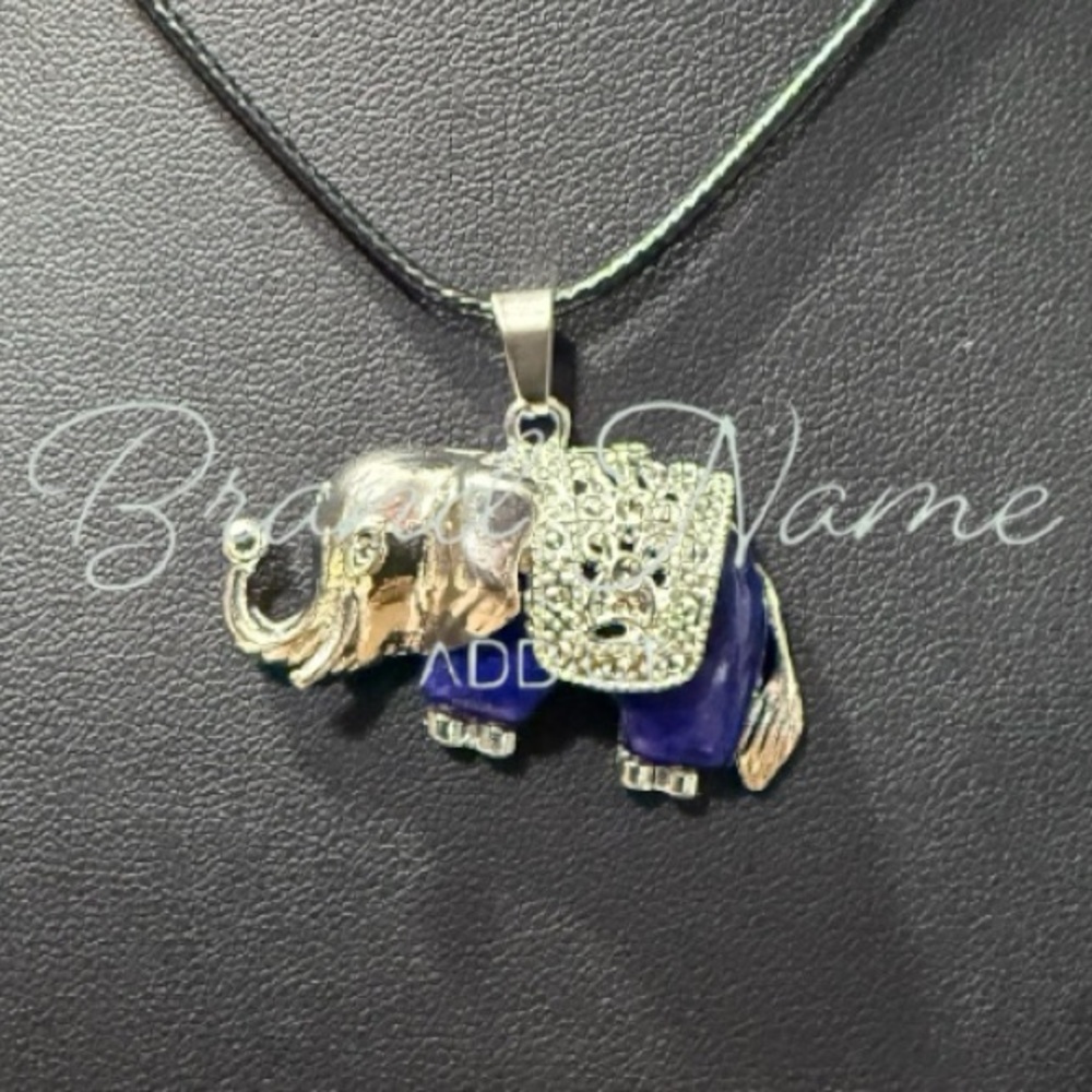 PRICE IS FIRM - Lapis Lazuli Silver Toned Elephant Necklace - Picture 1 of 6